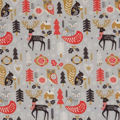 Canvas | JOYFUL CHRISTMAS Tiere Winter | Hellgrau